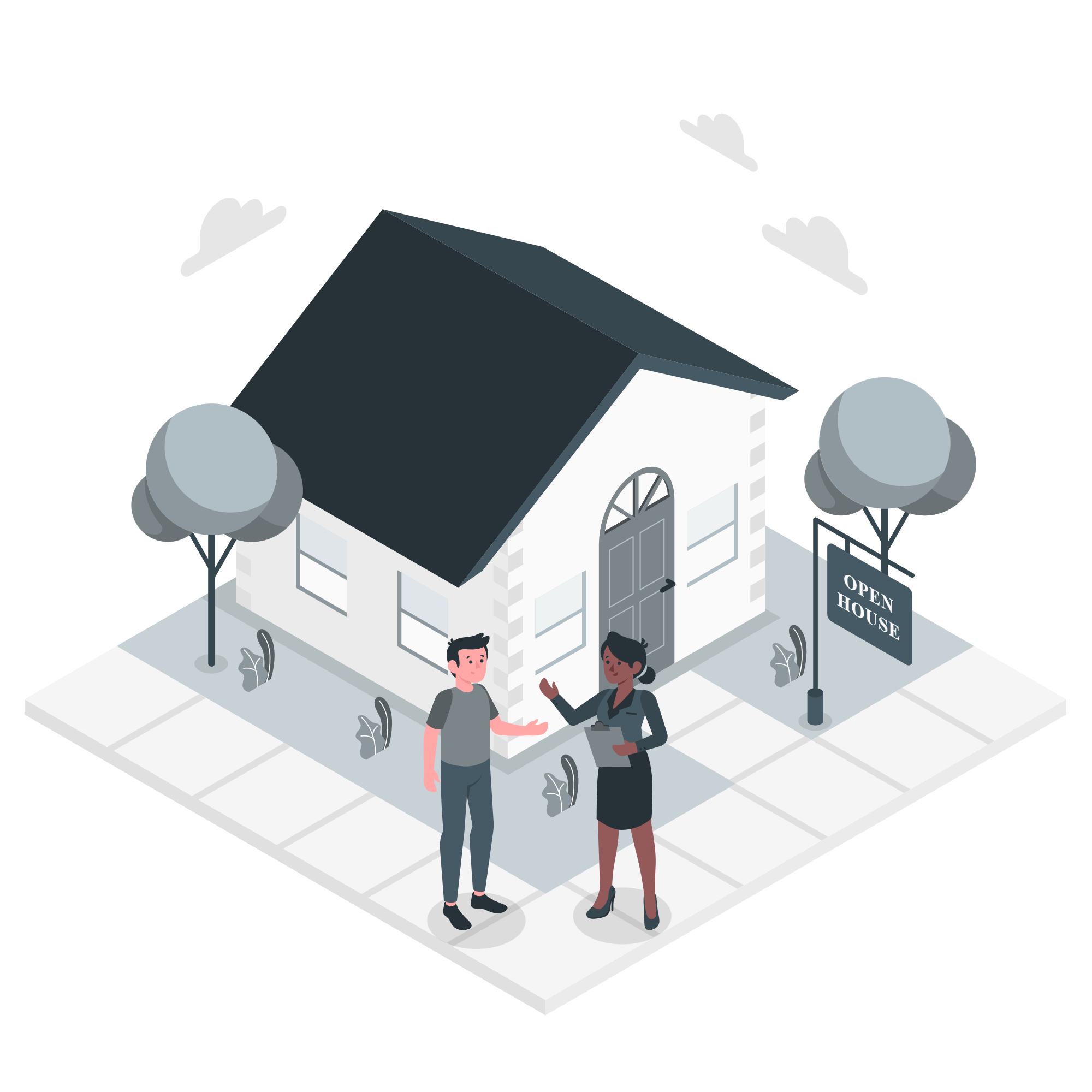 Realtor showing a house to a client